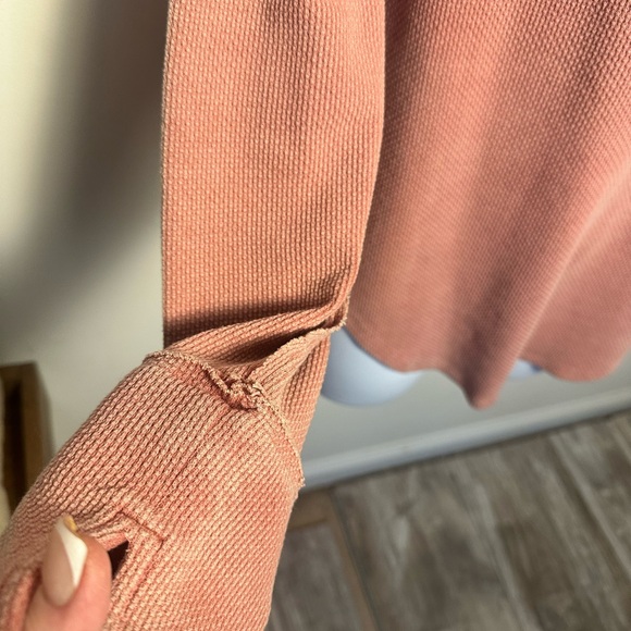 Free People Dusty Rose Long Sleeve Top with Hand Warmers - Picture 4 of 7